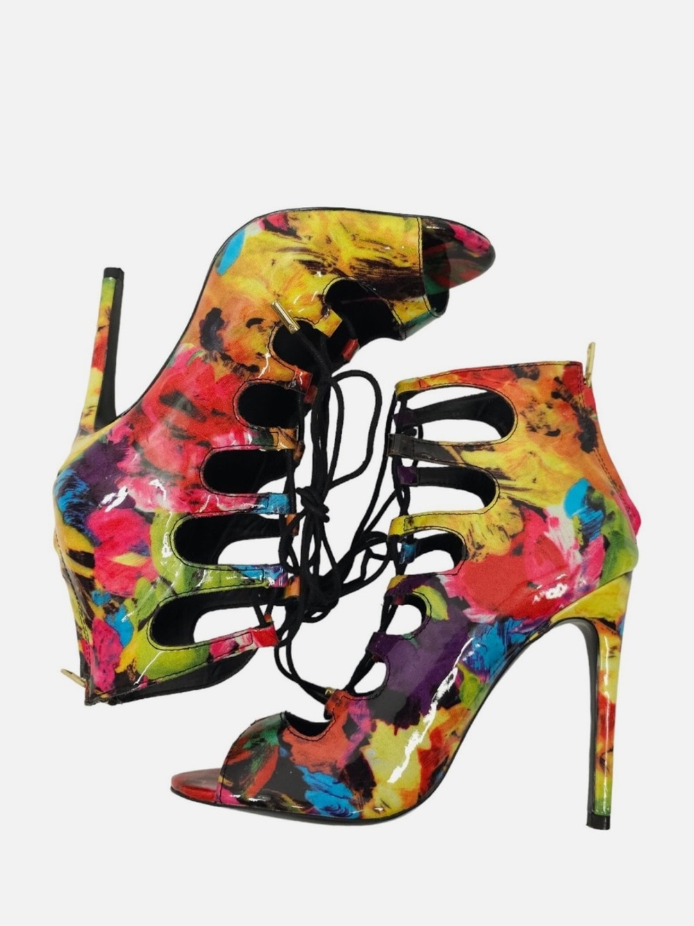 Steve Madden Multicolor Lace-Up Cutout Stiletto Heels
